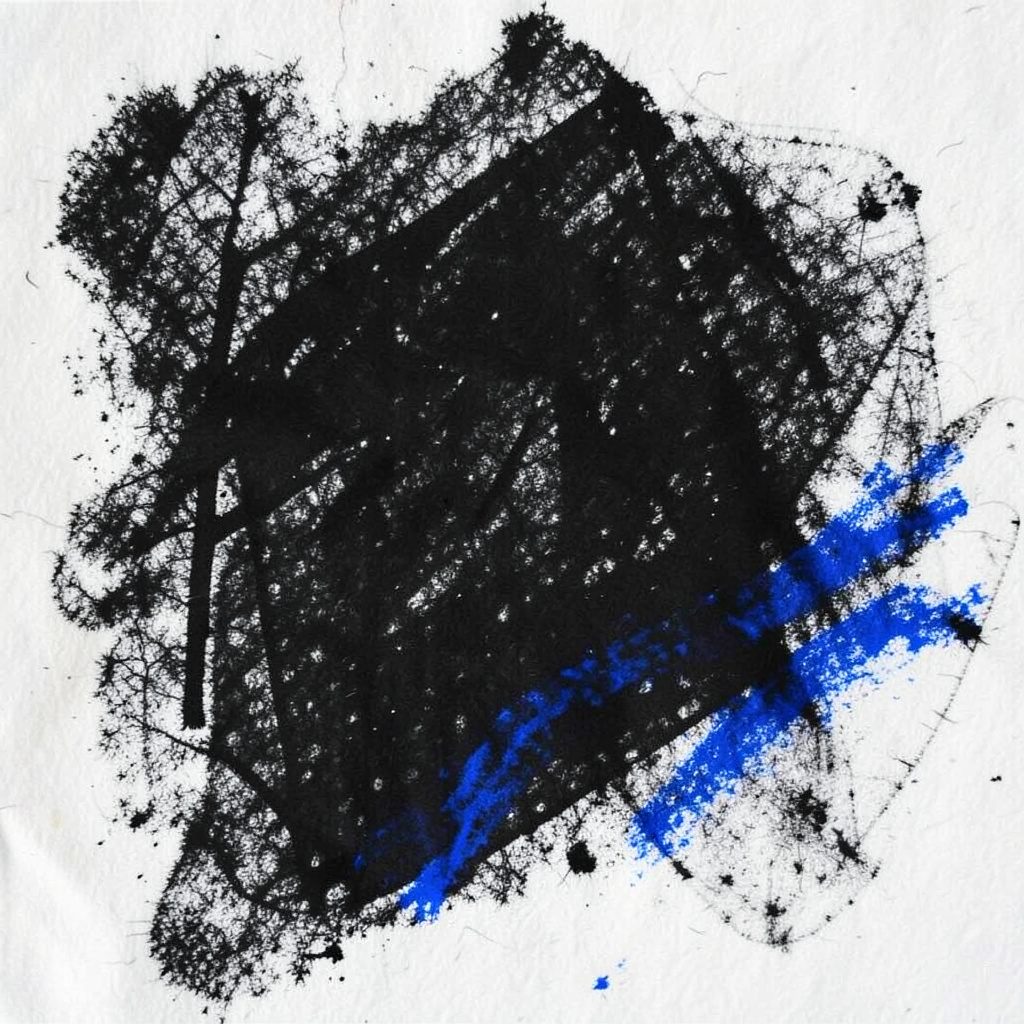 Bold charcoal drawing of a simple document with a folded corner icon, thick clean lines on a light background, formal mood